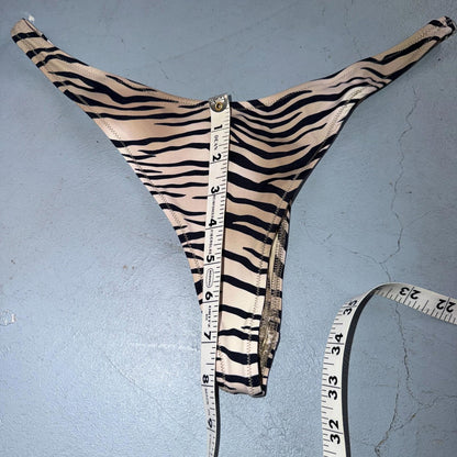 SKIMS SIGNATURE SWIM CHEEKY TANGA BOTTOM CHAMPAGNE LEOPARD PRINT SIZE M