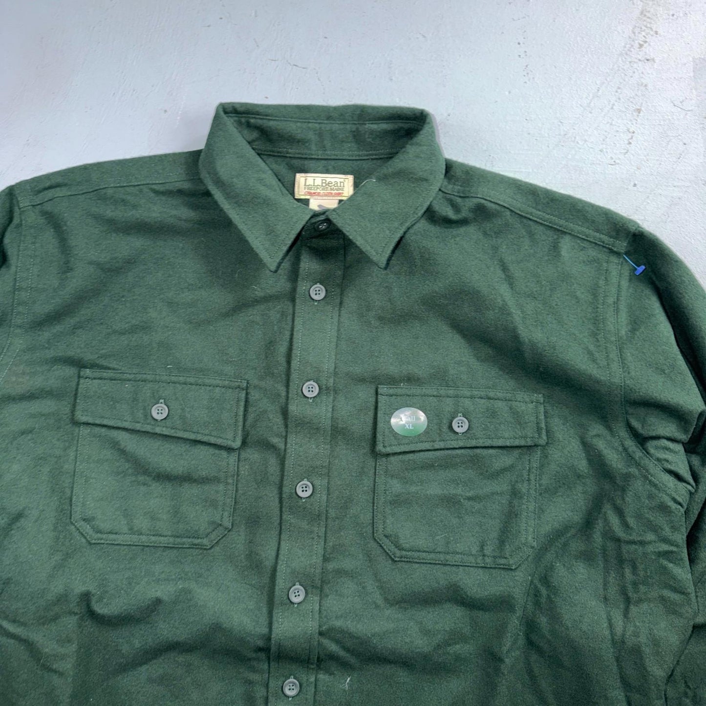 LL Bean VTG Mens XL Chamois Cloth Green Shirt Soft Cozy Flannel Cotton 90s