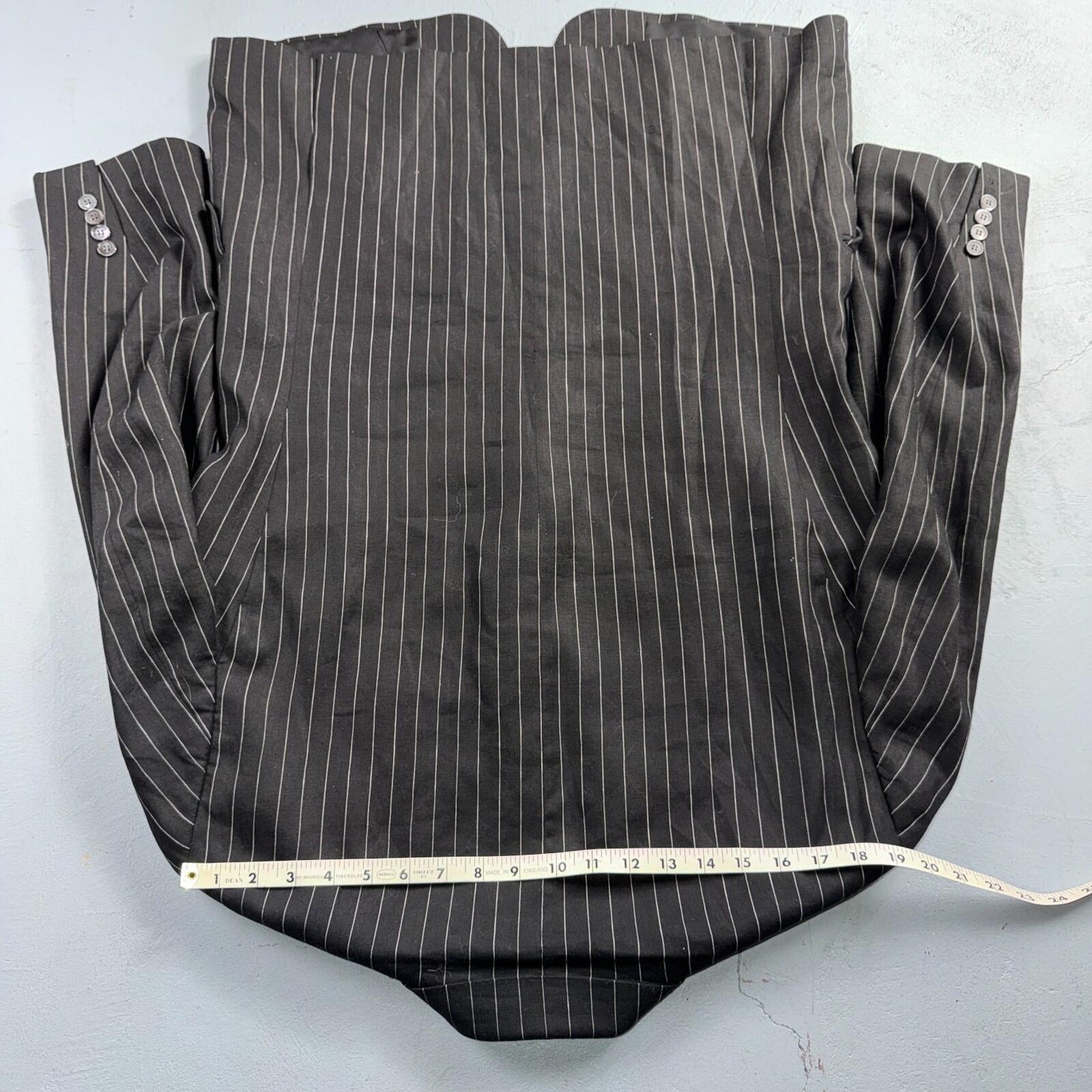 Ralph Lauren Purple Label Black Linen Suit Jacket Mens 44R Pinstripe $3,995 VTG