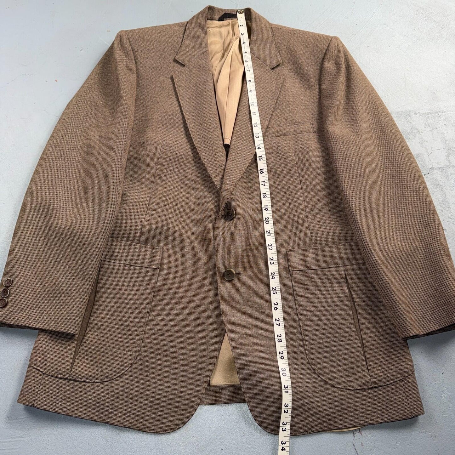 VTG Mens 3 PC Suit 40 Jacket Coat Pants Vest Plaid Rockabilly 70s 1970s Brown