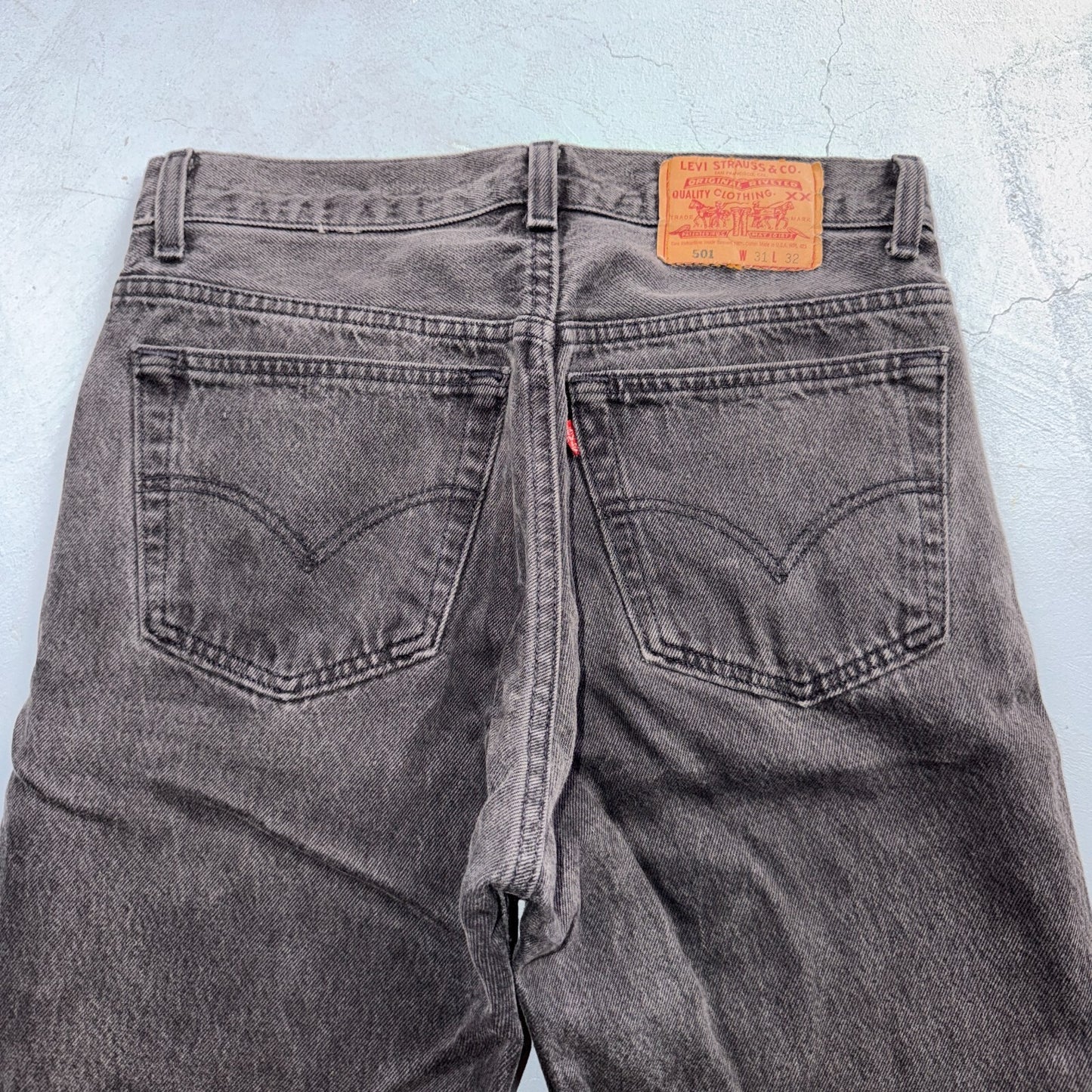 Levis 501 Vintage 90s USA XX Straight Leg Jeans Black Light Wash 31x32 Act 30x27