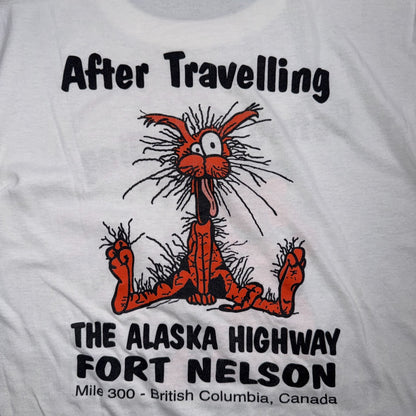 Before After Traveling Alaska VTG T Shirt Garfield Funny Cat Fort Nelson 80s BC