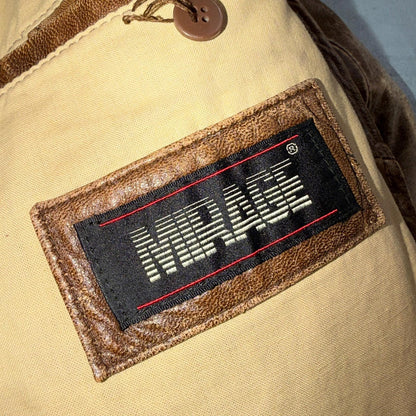 Vintage Leather Jacket Mirage G-1 Flight Size 46 80s Brown Patina Map Line Heavy