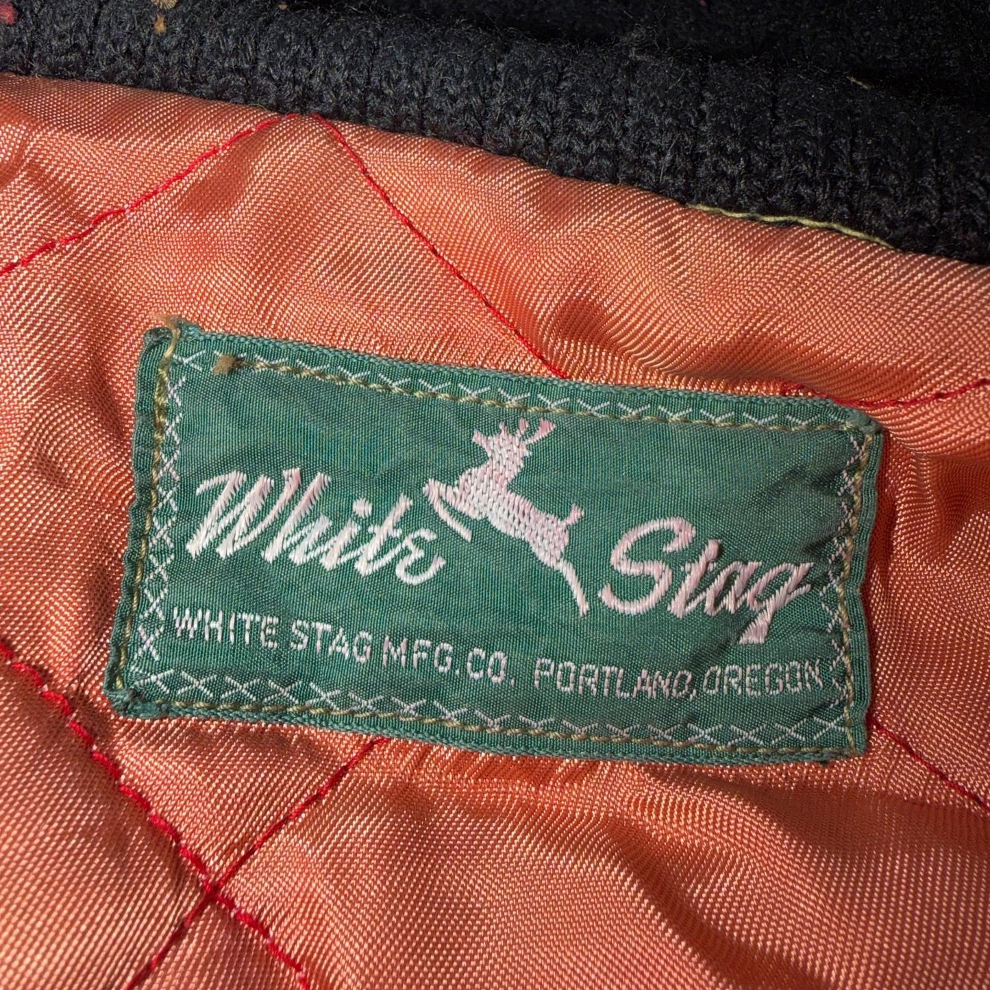 Vintage 50s White Stag Ski Jacket 1950s Rockabilly Stained Rare Puffer Quilt