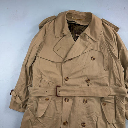 Paul Stuart Double Breasted Men’s Lined Trench Coat Sz 42 Beige Classic Jacket