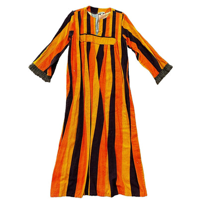 VTG 1960s Rockabilly Womens Dress Summer Skirt 60s 70s Top Orange Mexico Stripe