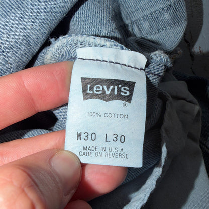 Levis 501 Vintage 90s USA XX Straight Leg Jeans Blue Light Wash 30x30 Act 27x28