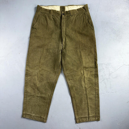 Vintage 50s 60s Duck Canvas Hunting Pants Zip Size 33x26 Rockabilly Double Knee