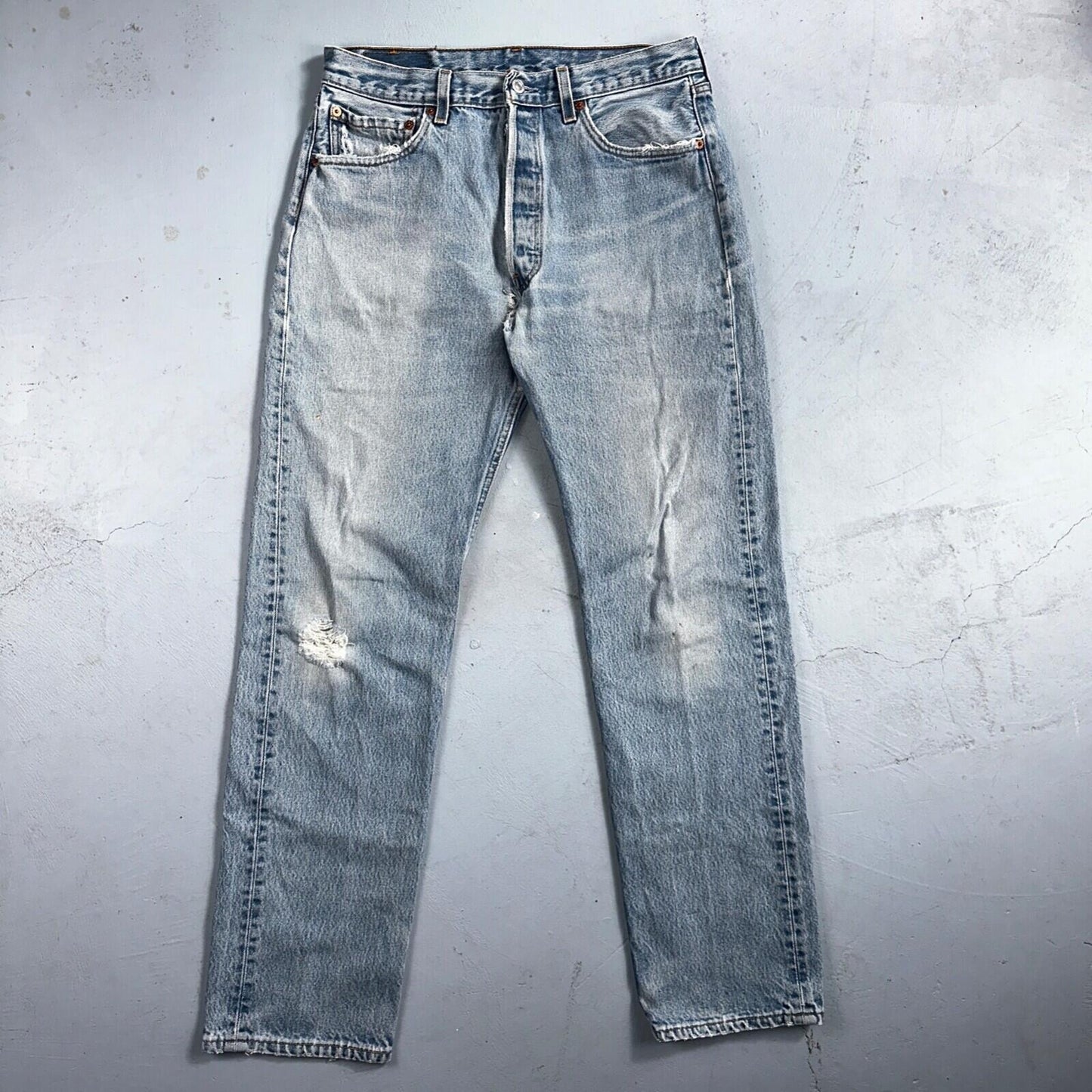 Levis 501 Vintage 90s USA XX Straight Leg Jeans 34x36 Light Wash Act 30x31