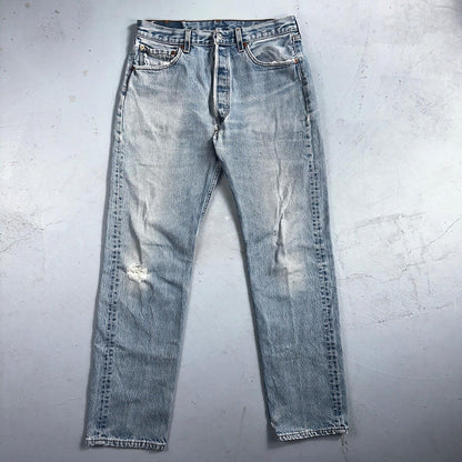 Levis 501 Vintage 90s USA XX Straight Leg Jeans 34x36 Light Wash Act 30x31