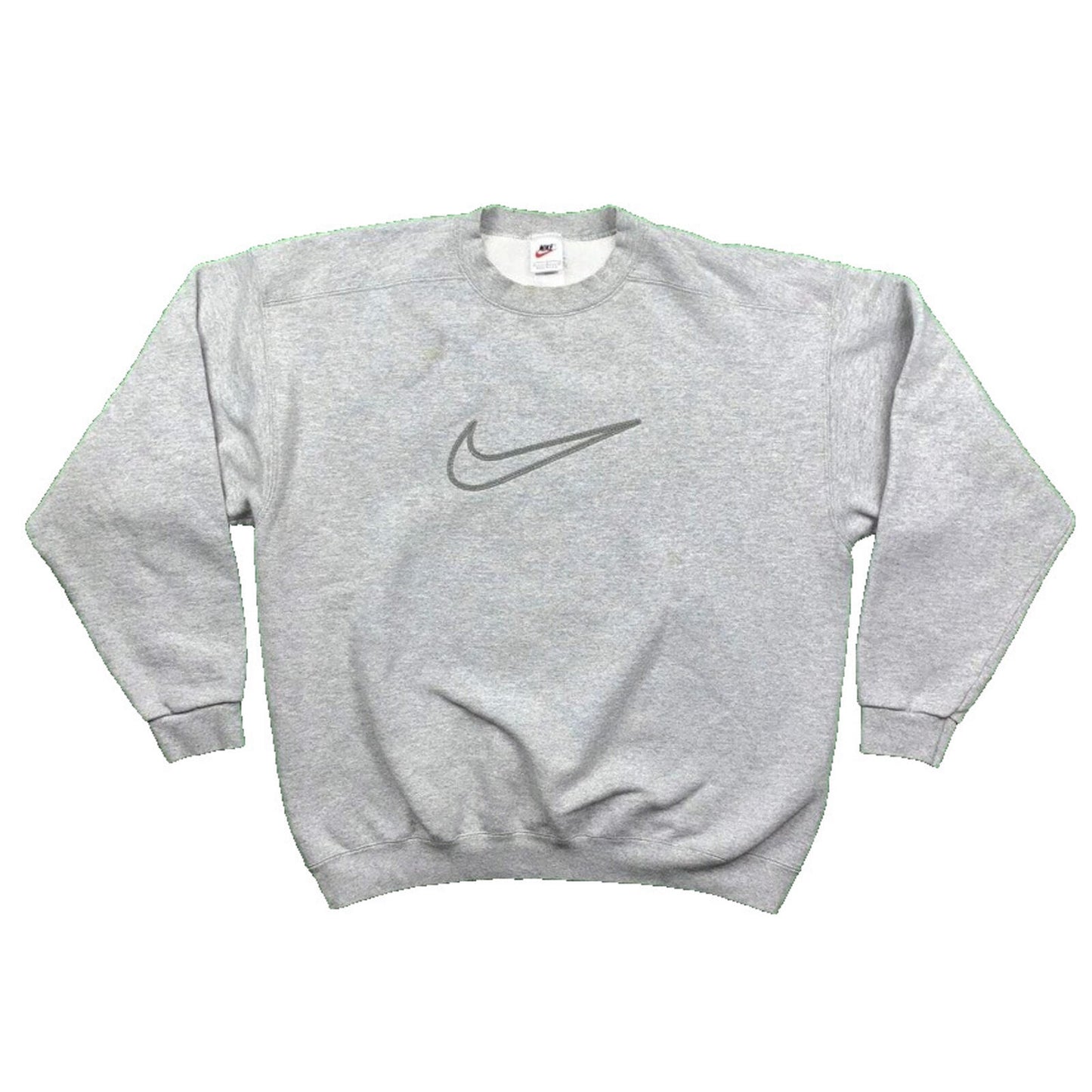 Nike Vintage Crewneck Sweater Gray Center Swoosh Hoodie 90s Charli D'amelio
