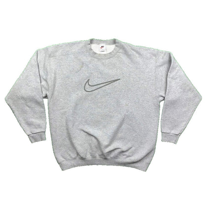 Nike Vintage Crewneck Sweater Gray Center Swoosh Hoodie 90s Charli D'amelio