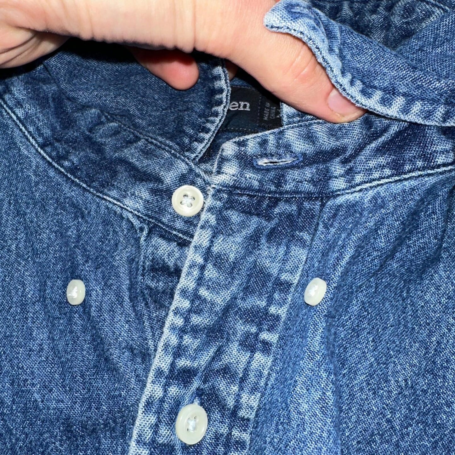 Polo Ralph Lauren Denim Blaire Button Front Oxford Shirt XL Vintage 90s