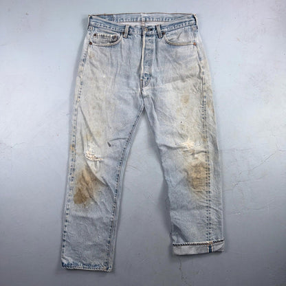 Levis 501 Vintage 80s Redline Selvedge USA XX Jeans Light Wash 36x30 Act 33x28
