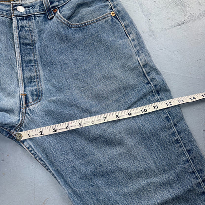 Levis 501 Vintage 90s USA XX Straight Leg Jeans Blue Light Wash 36x32 Act 33x27