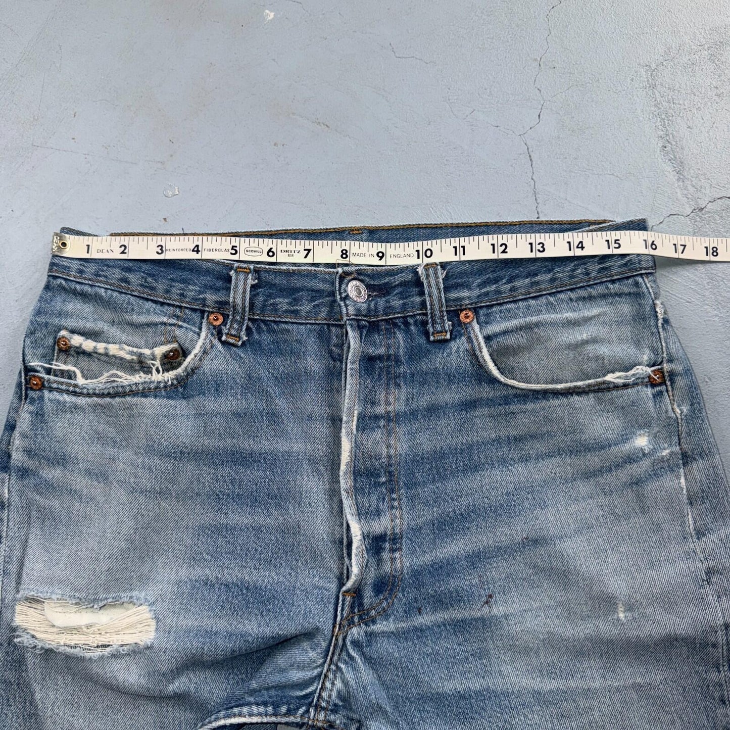 Levis 501 Vintage 80s USA XX Straight Leg Jeans Blue Light Wash 34x33 Act 32x29