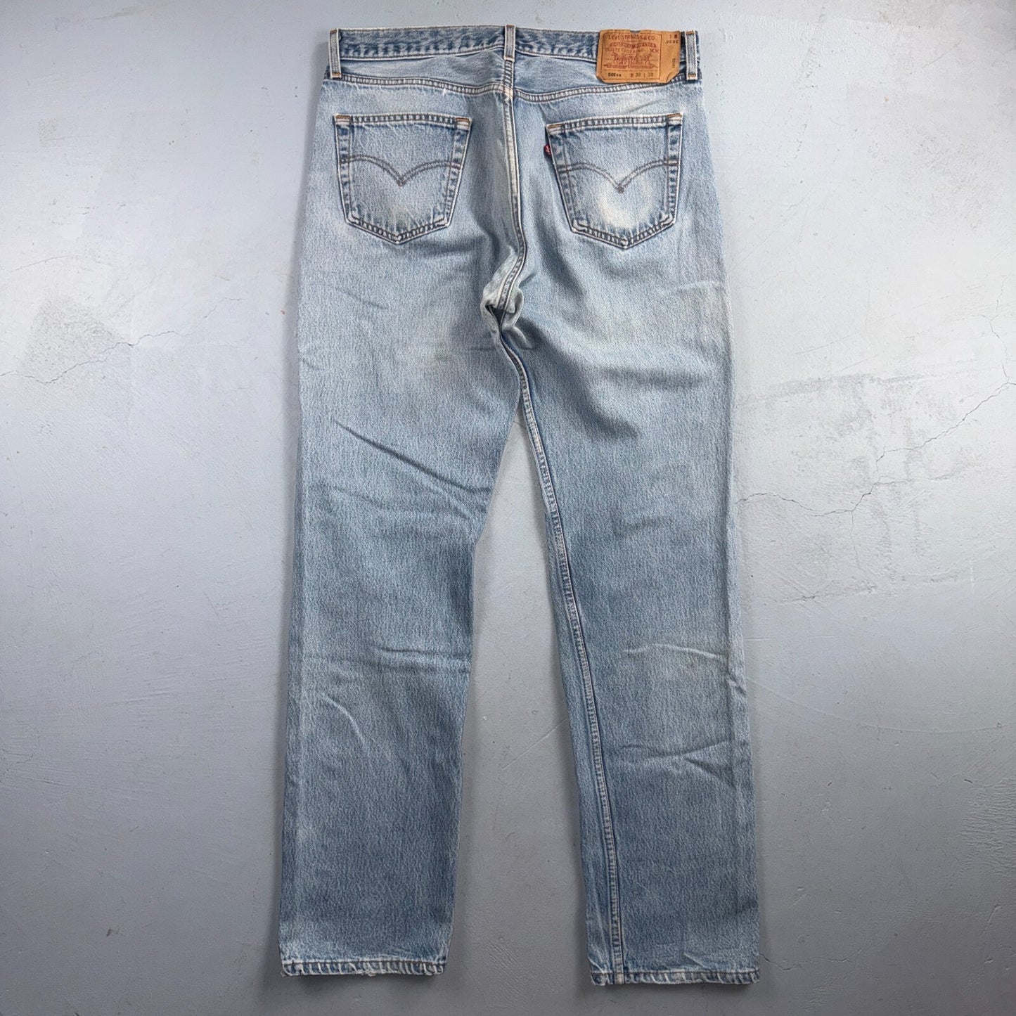 Levis 501 Vintage 90s USA XX Straight Leg Jeans Blue Light Wash 38x38 Act 35x34