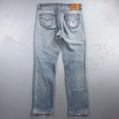 Levis 501 Vintage 90s USA XX Straight Leg Jeans Blue Light Wash 38x38 Act 35x34