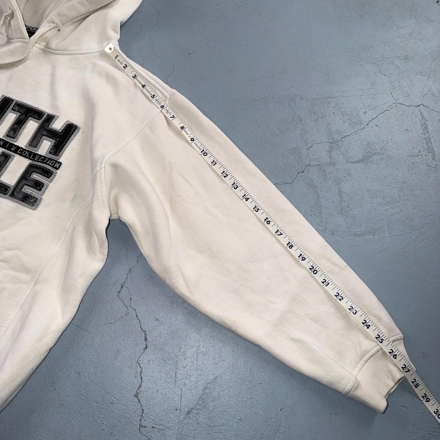 VTG Southpole Hoodie Mens M White Urban Streetwear Drawstring Spell Out Y2K