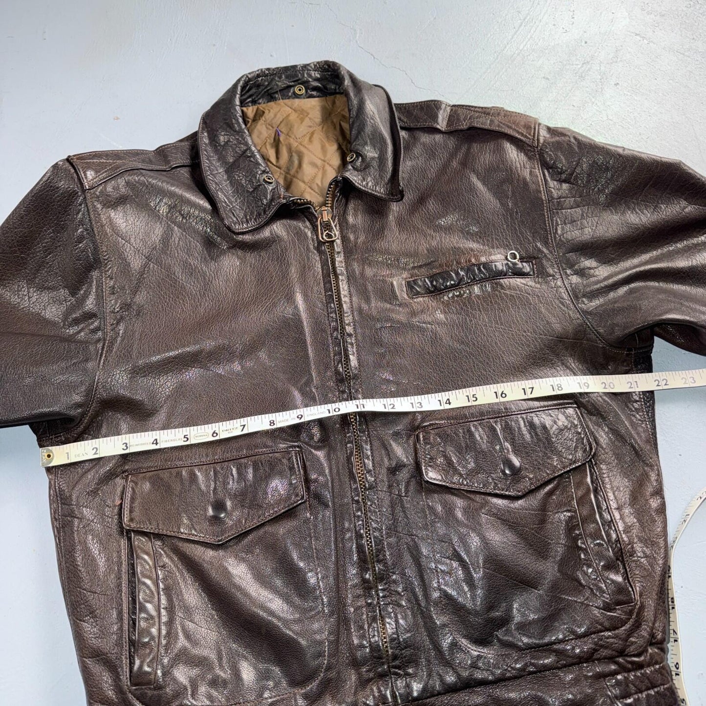 Vintage 1960s 70s Air Force 40 A-2 Flight Jacket Leather Us Military Brown