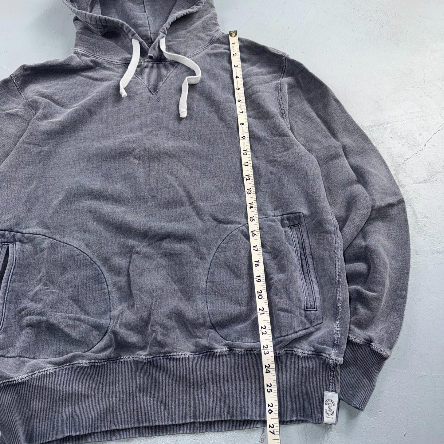 Todd Snyder Canada Hoodie L Blue Metal Popover Sweatshirt Distressed VTG Stlye