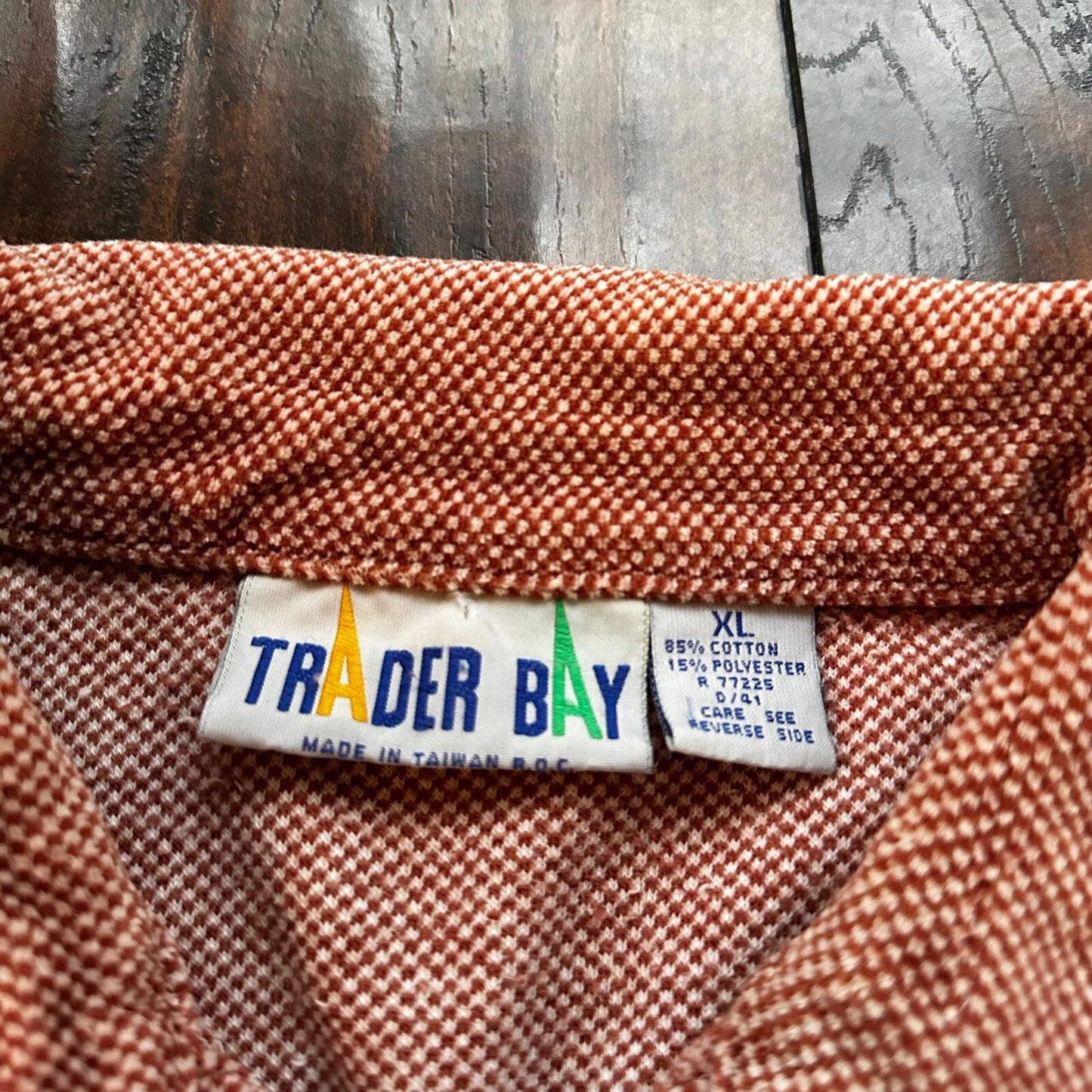 VTG 80s Trader Bay Velour Sweatshirt Sweater Polo Shirt Checker Rockabilly