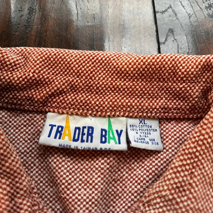 VTG 80s Trader Bay Velour Sweatshirt Sweater Polo Shirt Checker Rockabilly