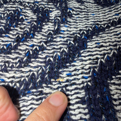 VTG RARE 90s Tony Lambert Textured Knit Sweater Blue White Abstract Made USA M