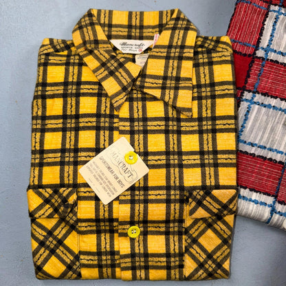 VTG 1950s NOS Plaid Flannel Boys Shirt Lot Newberry Rockabilly Size 10 RARE 50s
