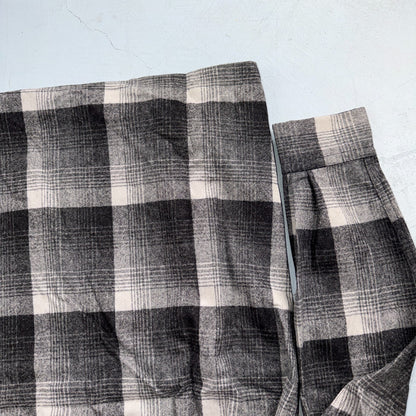 Pendleton Board Shirt Gray Black Plaid Wool Flannel USA Fabric Loop Collar M