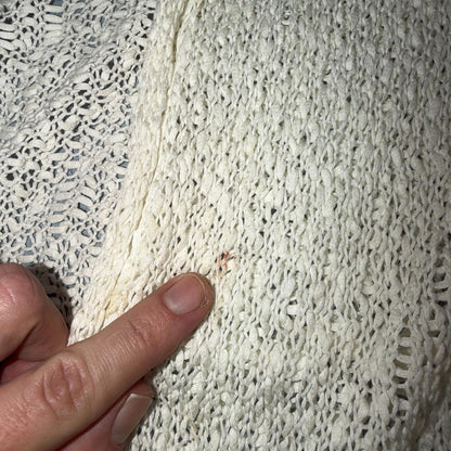 Eileen Fisher Cardigan Women Cream Linen Blend Loose Knit Lightweight Open XS
