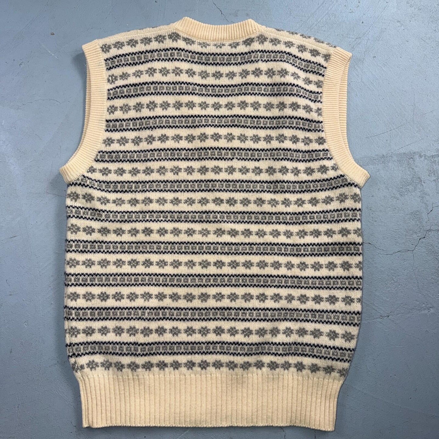 VTG Nordstrom Sweater Vest V-Neck 100% Lambs Wool Womens Size Large Striped