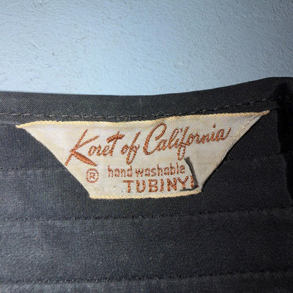 1950s Koret of California Midi Dress Womens Flare Textured Rockabilly Black