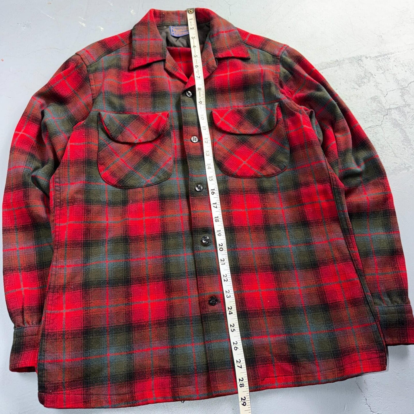 Pendleton VTG 1950s Loop Collar Board Shirt Wool Plaid Flannel Shirt Rockabilly