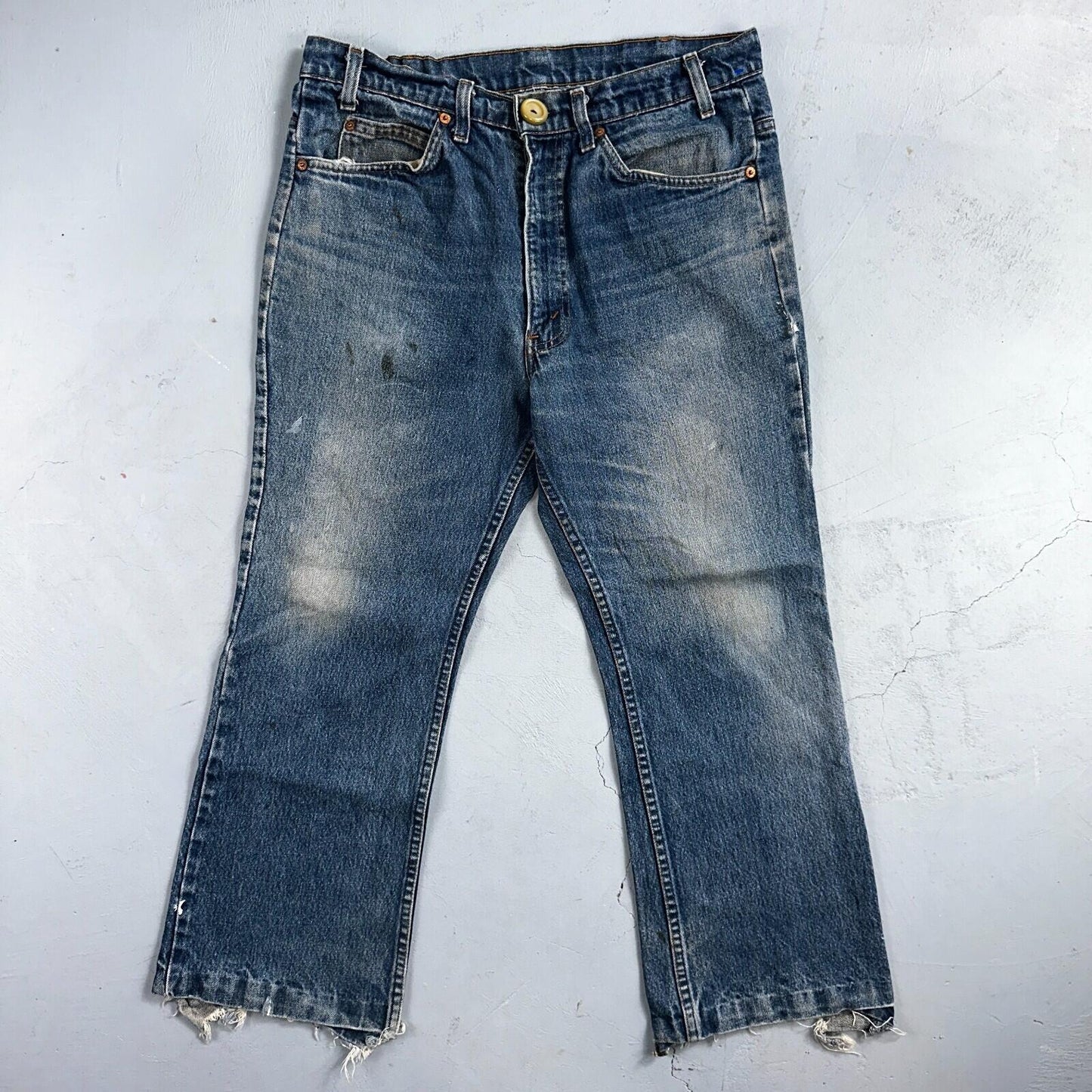 Levis 517 Vintage 80s USA Orange Tab Bootcut Flare Blue Worn Jeans Act 32x25