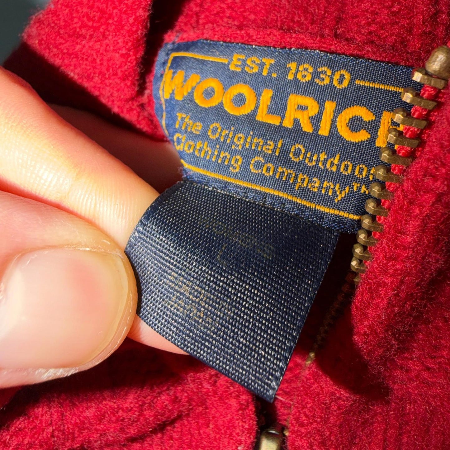 Woolrich 100% Lambswool Red Zip Up Embroidered Fall Autumn Holiday Cardigan Sz L