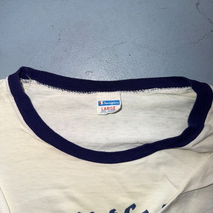 VTG 70s Champion Deutsche Sommerschule Pazifik German Ringer T Shirt PDX Oregon
