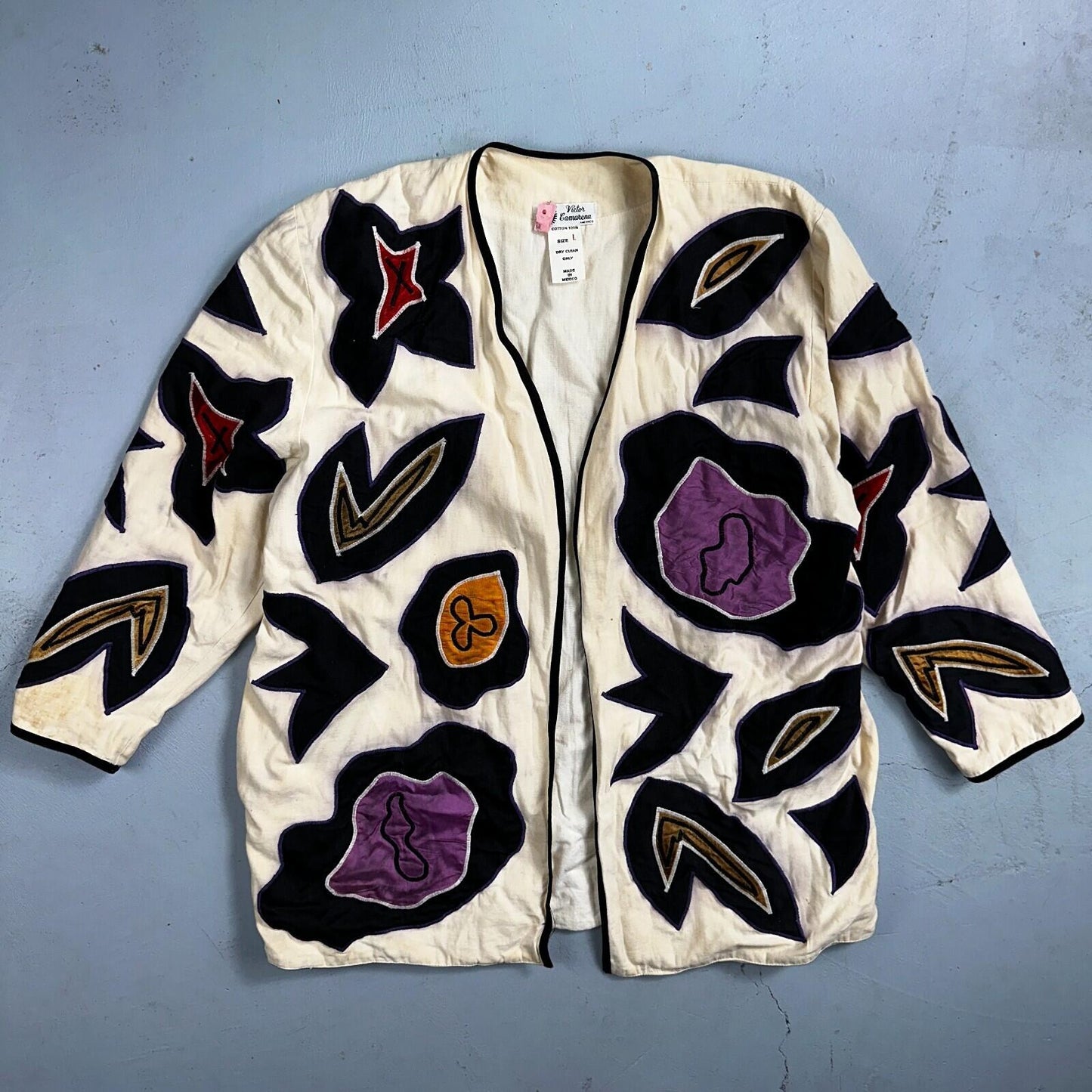 Victor Camarena Vintage 80s Cubist Patchwork Open Front Coat Hipster