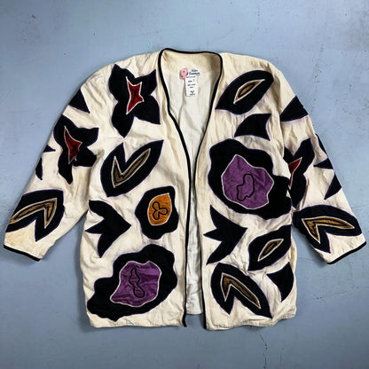 Victor Camarena Vintage 80s Cubist Patchwork Open Front Coat Hipster