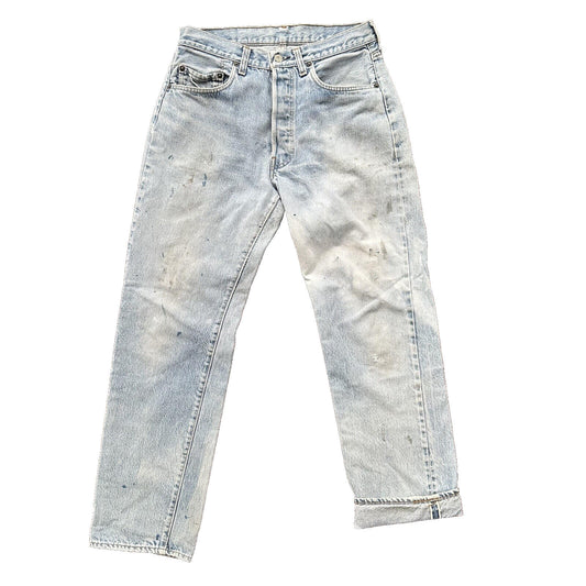 Levis Vintage 80s Redline Selvedge USA 501 XX Jeans Light Wash 33x34 Act 29x29