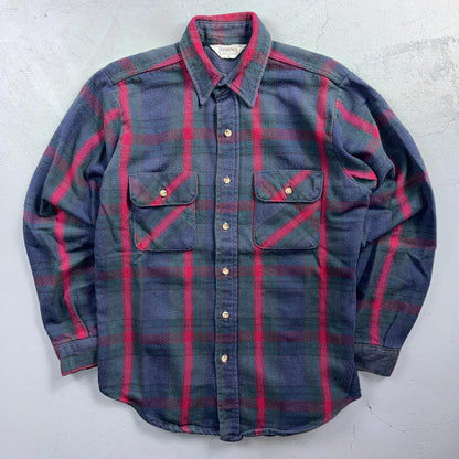 VTG Five Brother Shirt Mens M Shadow Plaid Flannel USA Red 1980s 80s Green Red