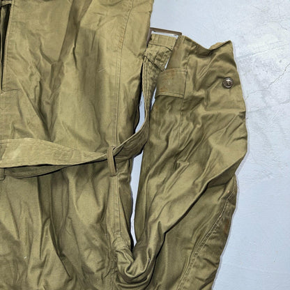 1950s Korean War US Military Wool Lined Overcoat Belted Trench Coat Small VTG