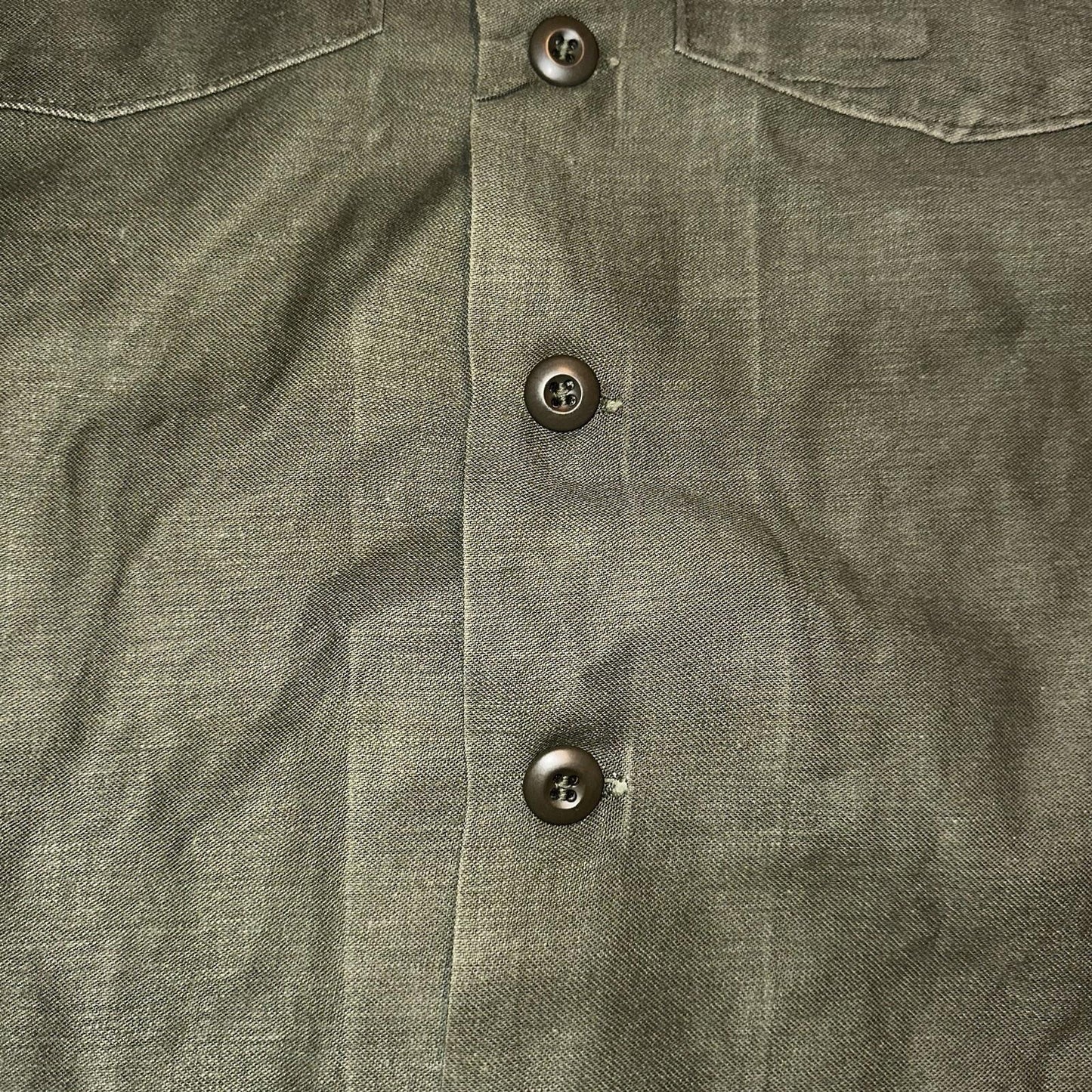Vintage US Military Shirt OG-107 Vietnam 1970s DSA 1975 Post WWII Camo Green