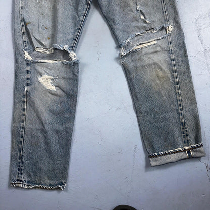 Levis 501 Vintage 80s Redline Selvedge USA XX Jeans Thrashed 33x33 Act 31x30