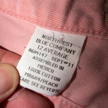 VTG Northwest Blue Size 12 Pink High Rise Tapered Jeans Mexico Made Peach Y2K