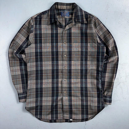Pendleton Shirt M Blue VTG Virgin Wool Preppy Fireside 60s 70s Outdoors Mens