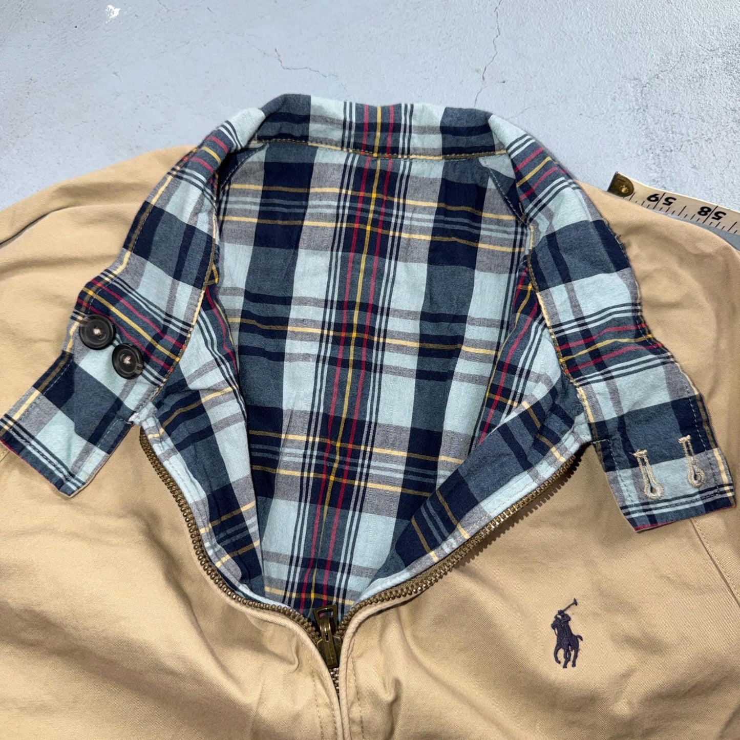 Polo Ralph Lauren Vintage Reversible Plaid Tan Jacket Coat Cotton M Rare 90s