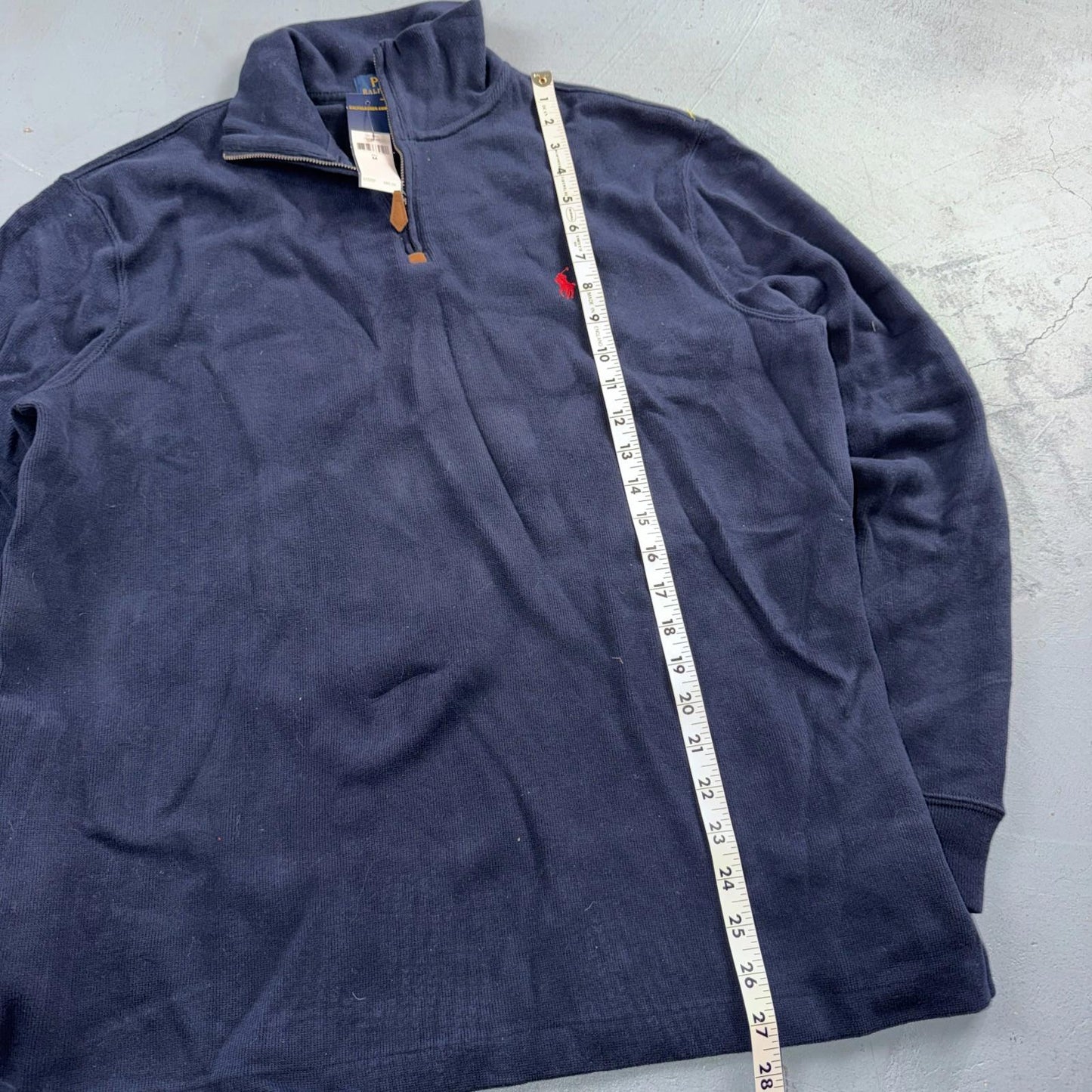 Polo Ralph Lauren Sweater VTG M Blue Cotton Long Sleeve Mock Neck Quarter Zip