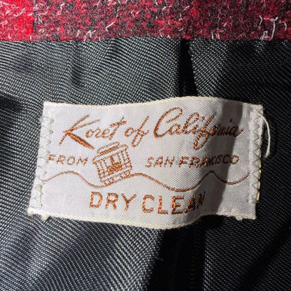 VTG 60s Koret of California Skirt Womens Small Red Midi Rockabilly Suit Jacket