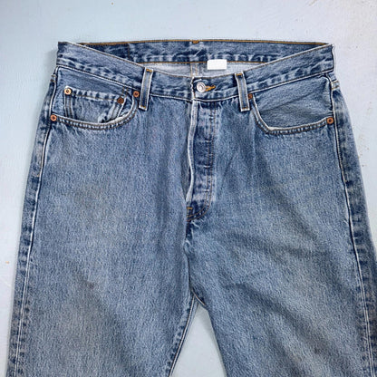 Levis 501 Vintage Y2K 90s XX Straight Leg Jeans Blue Light Wash 34x34 Act 31x32